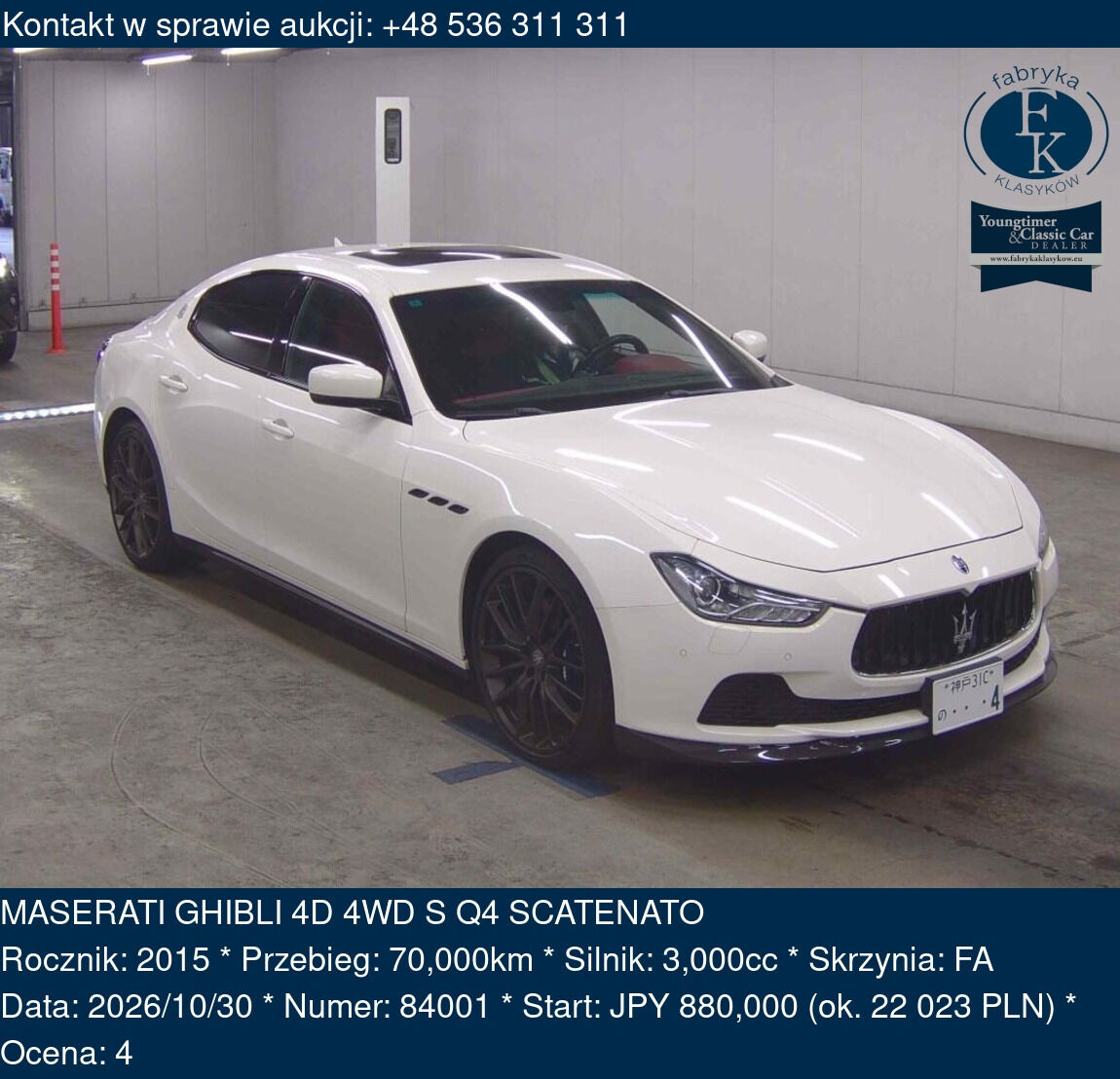 MASERATI GHIBLI 4D 4WD S Q4 SCATENATO 2015 - zdjęcie 2