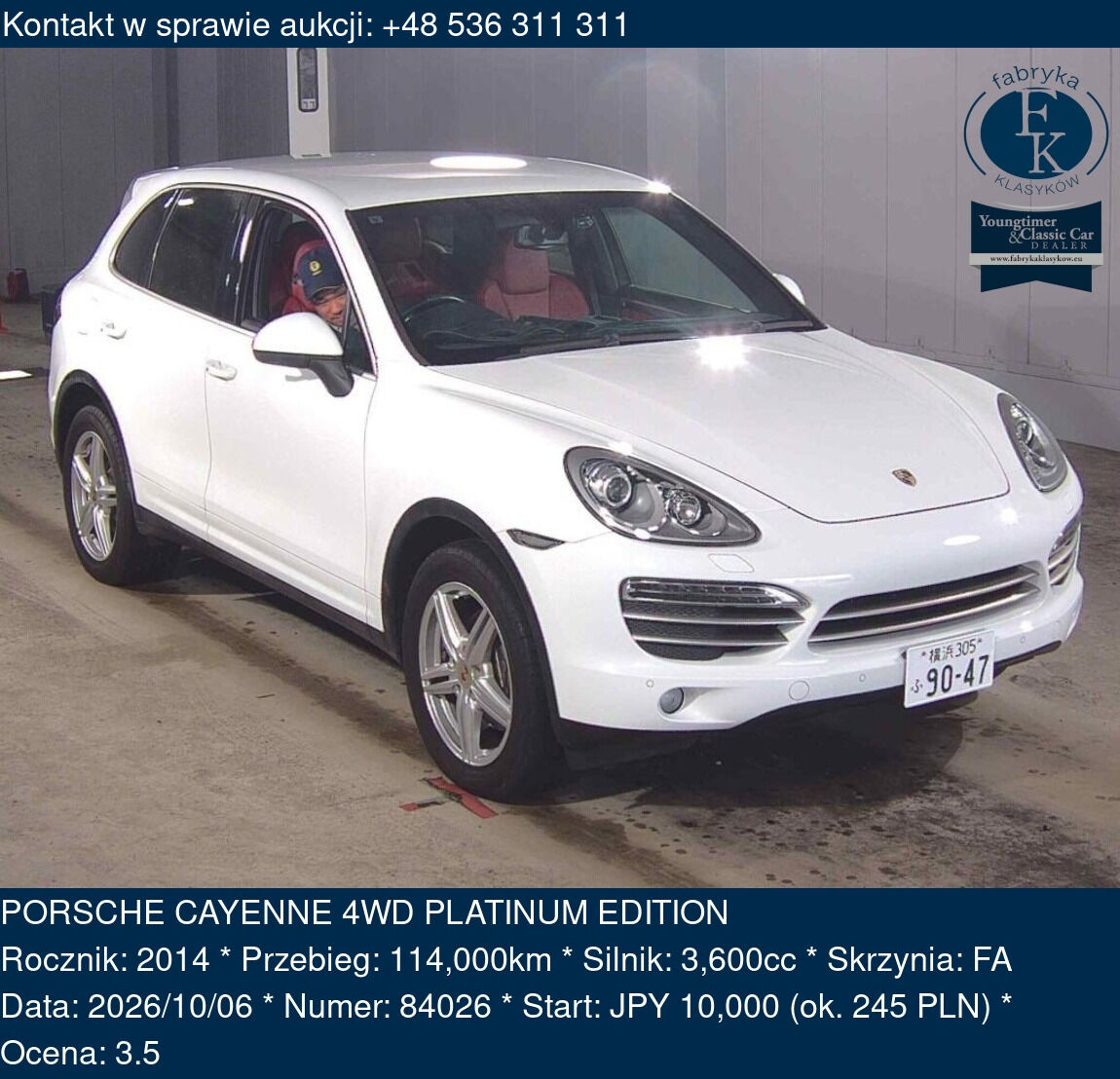 PORSCHE CAYENNE 4WD PLATINUM EDITION 2014 - zdjęcie 2