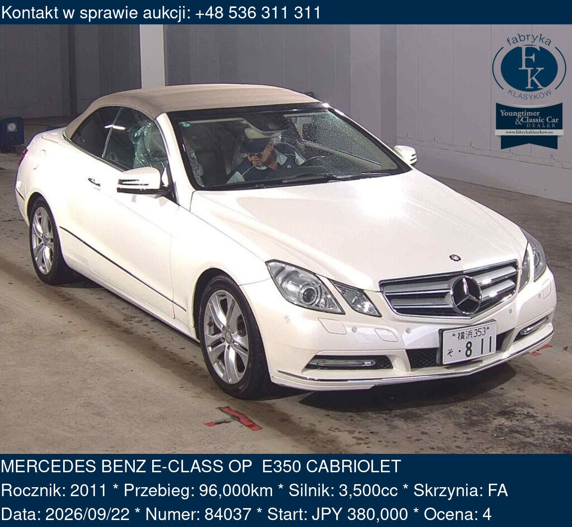 MERCEDES BENZ E-CLASS OP E350 CABRIOLET 2011 - zdjęcie 2