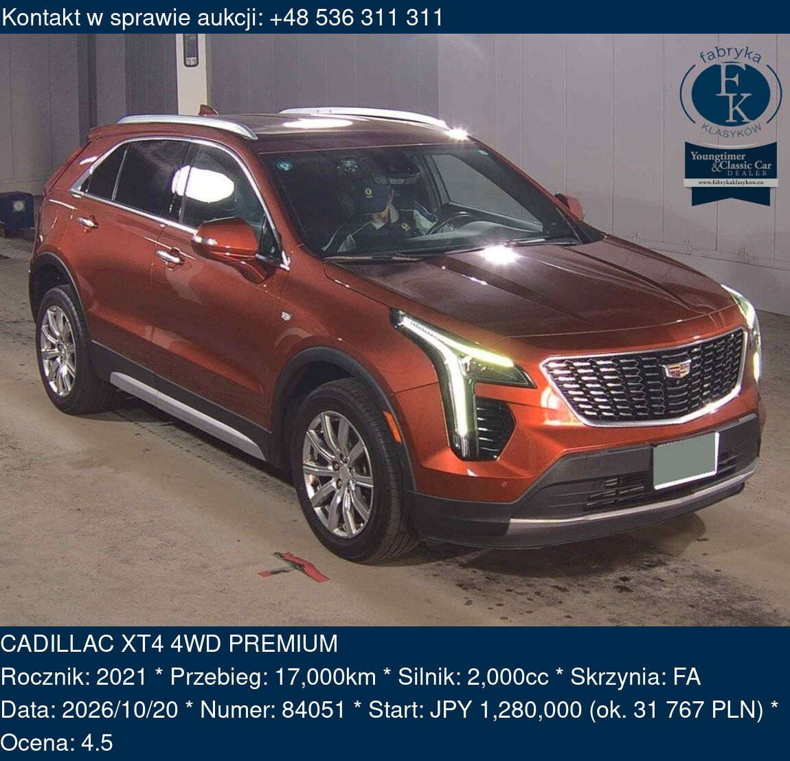 CADILLAC XT4 4WD PREMIUM 2021 - zdjęcie 2