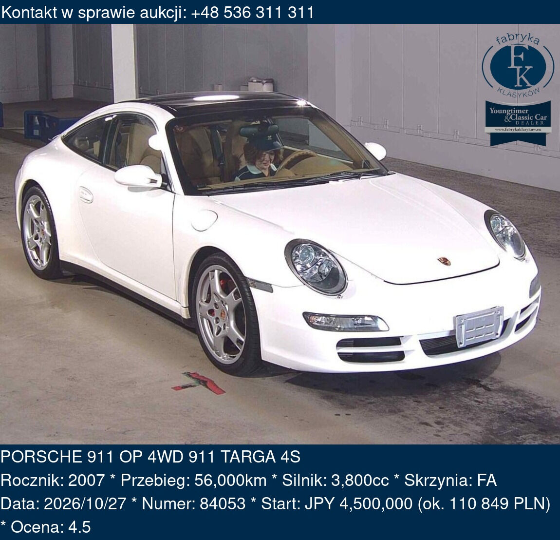 PORSCHE 911 OP 4WD 911 TARGA 4S 2007 - zdjęcie 2