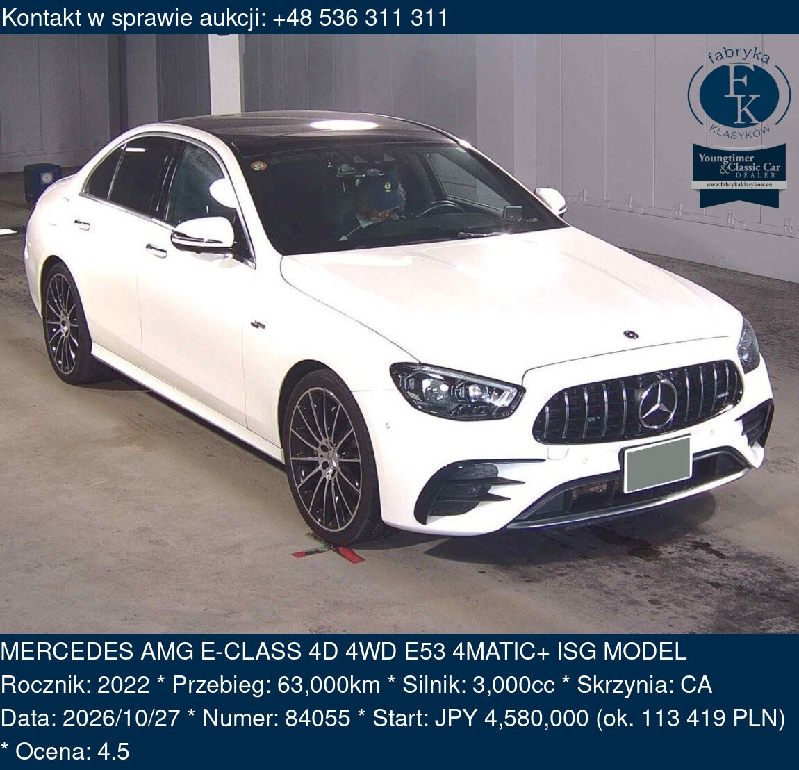 MERCEDES AMG E-CLASS 4D 4WD E53 4MATIC+ ISG MODEL 2022 - zdjęcie 2