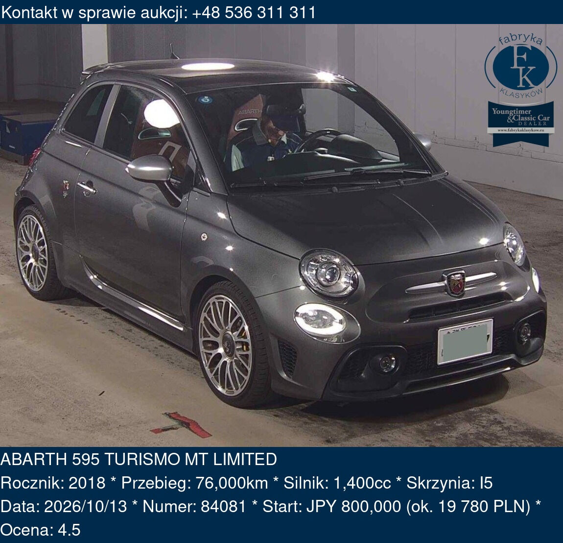 ABARTH 595 TURISMO MT LIMITED 2018 - zdjęcie 2