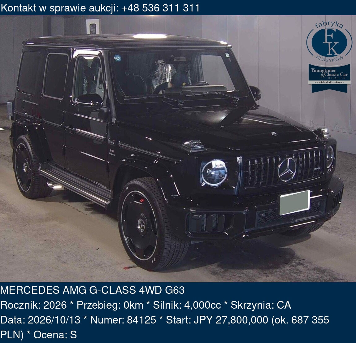 MERCEDES AMG G-CLASS 4WD G63 2026 - zdjęcie 2
