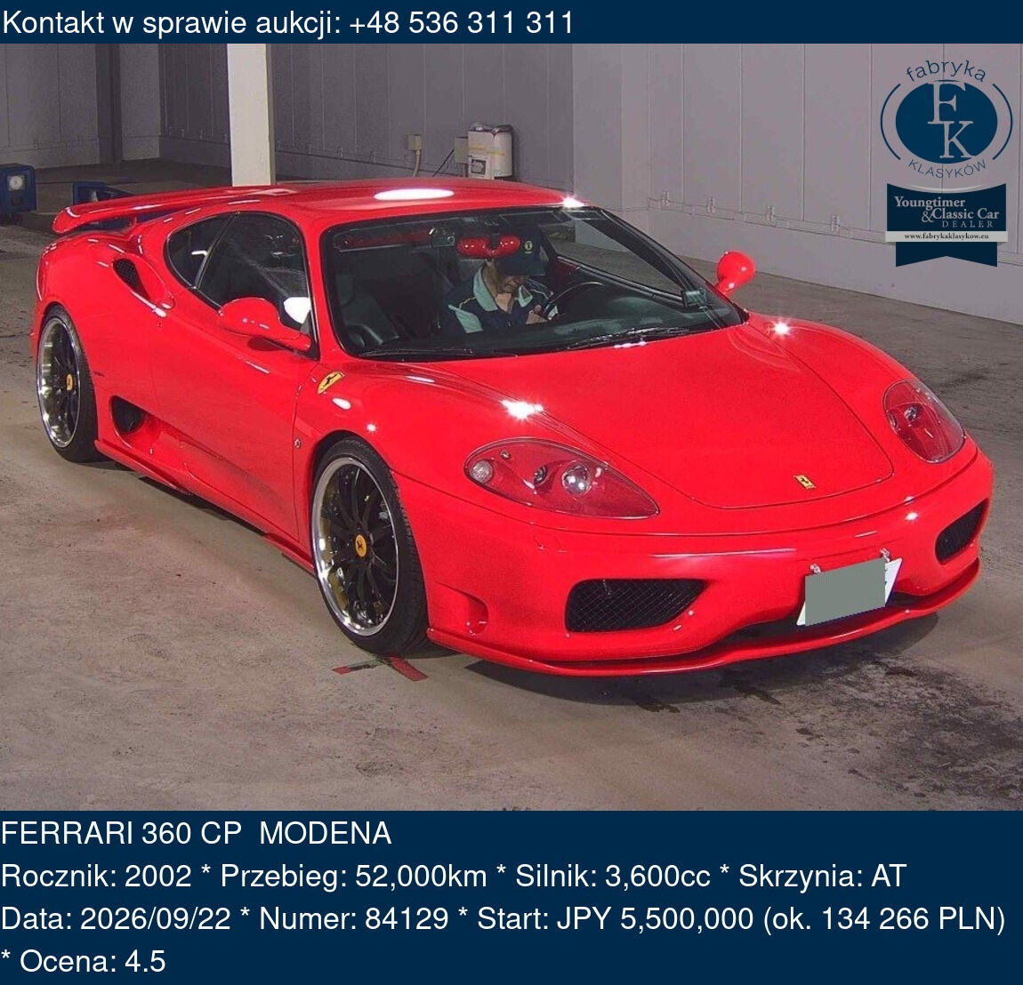 FERRARI 360 CP MODENA 2002 - zdjęcie 2