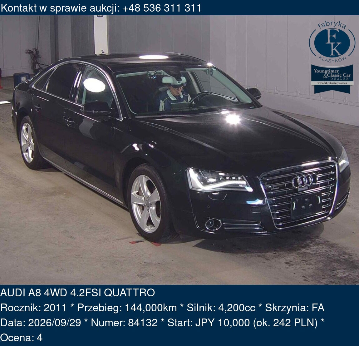 AUDI A8 4WD 4.2FSI QUATTRO 2011 - zdjęcie 2