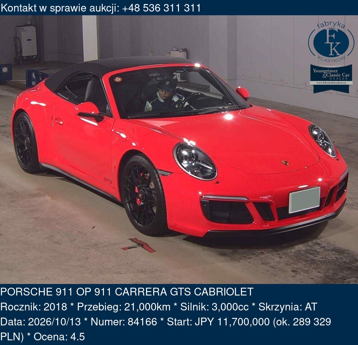 PORSCHE 911 OP 911 CARRERA GTS CABRIOLET 2018 - zdjęcie 2