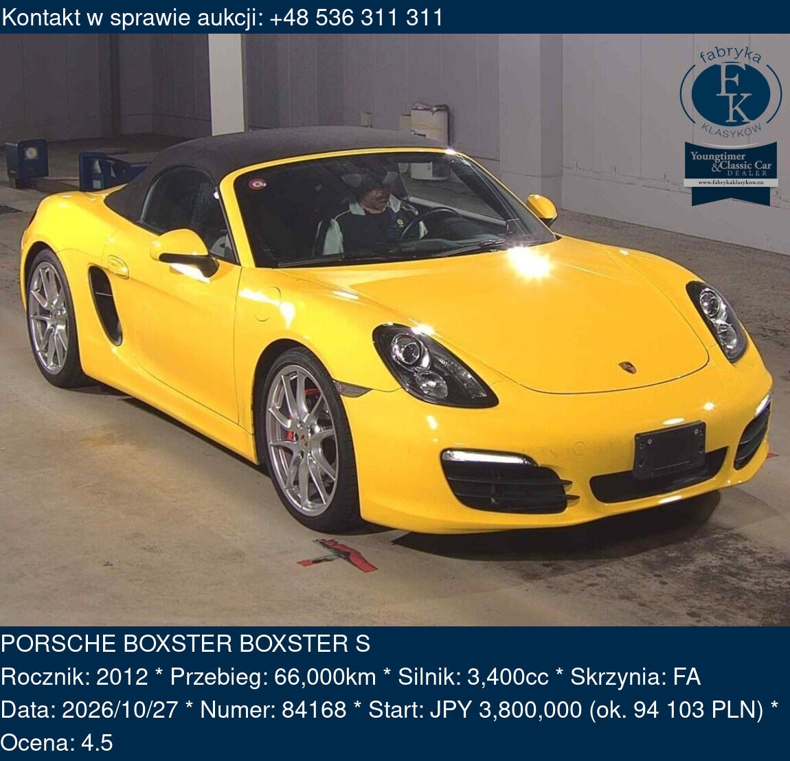 PORSCHE BOXSTER BOXSTER S 2012 - zdjęcie 2