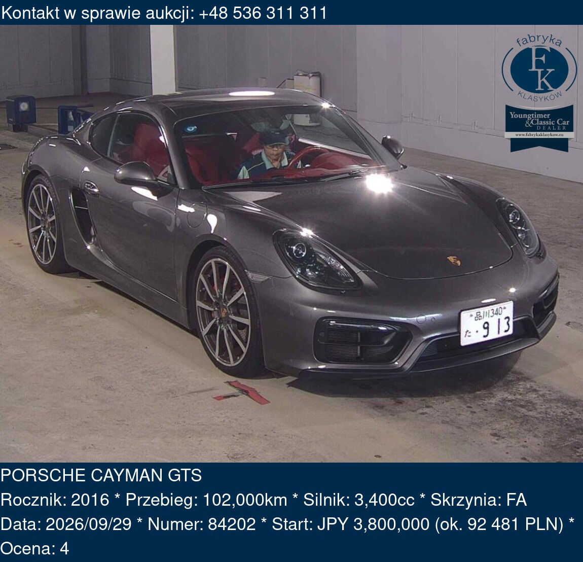 PORSCHE CAYMAN GTS 2016 - zdjęcie 2