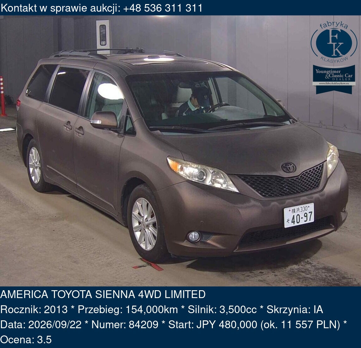 AMERICA TOYOTA SIENNA 4WD LIMITED 2013 - zdjęcie 2