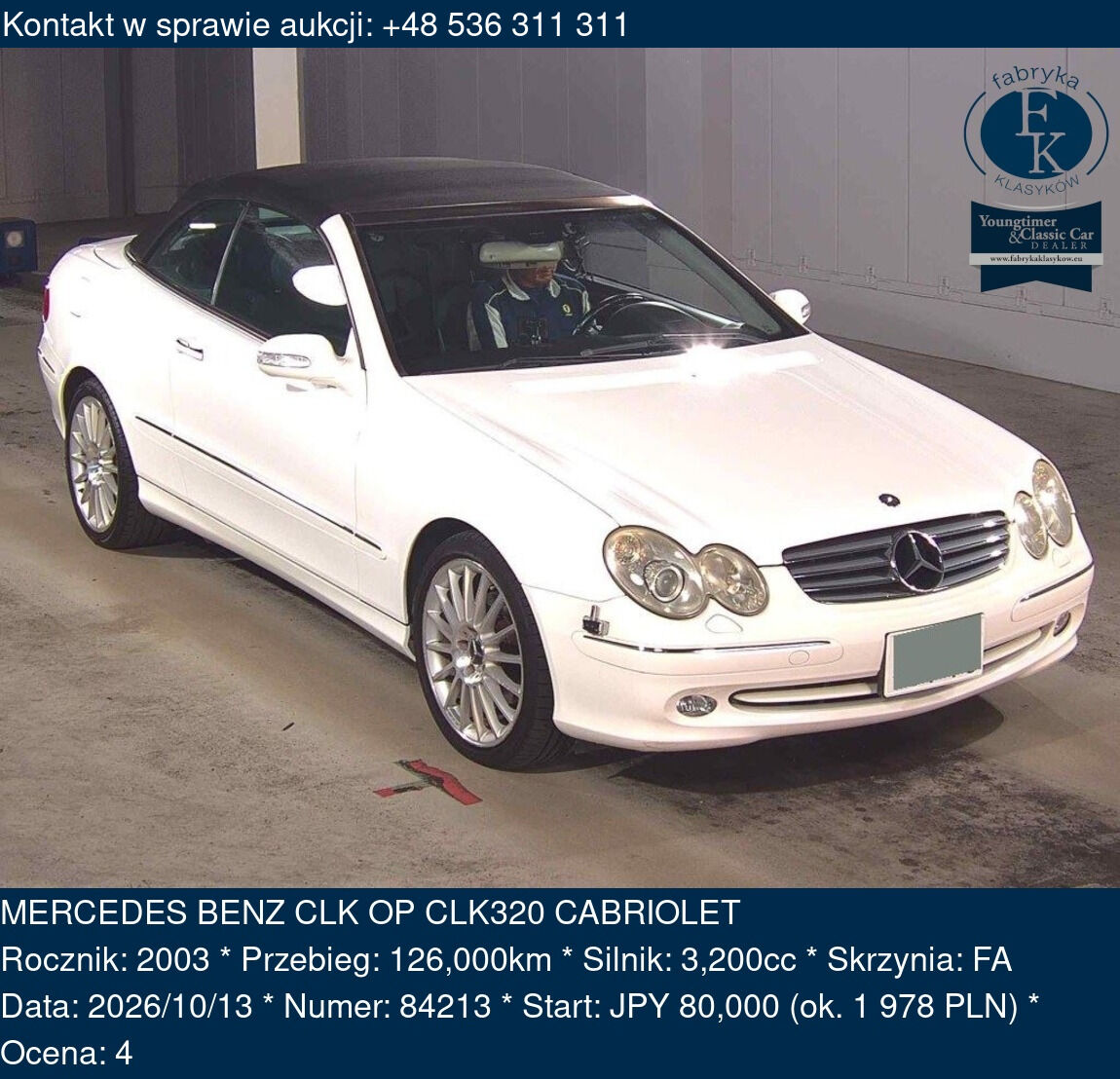MERCEDES BENZ CLK OP CLK320 CABRIOLET 2003 - zdjęcie 2
