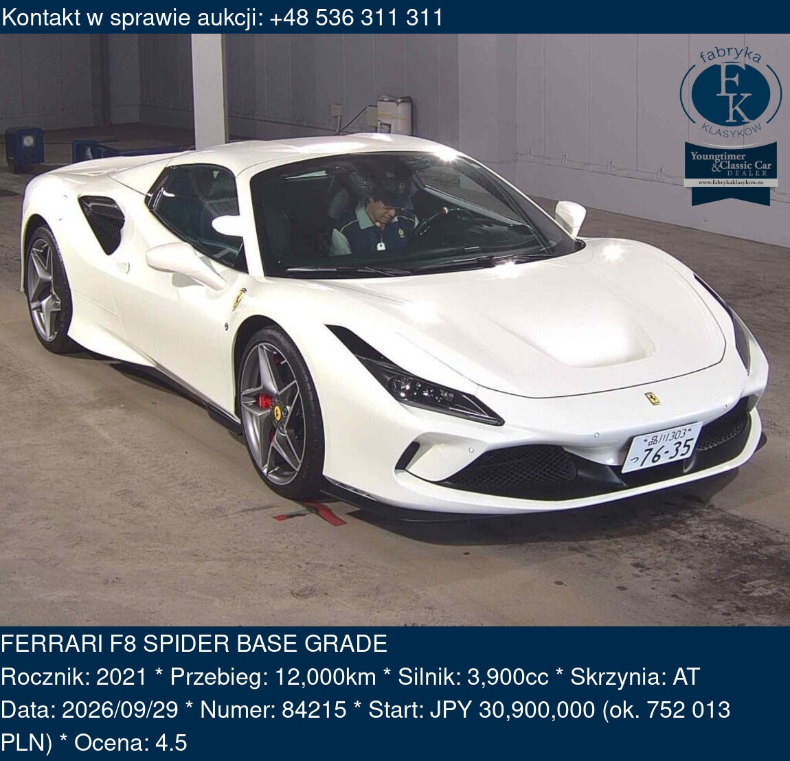 FERRARI F8 SPIDER BASE GRADE 2021 - zdjęcie 2