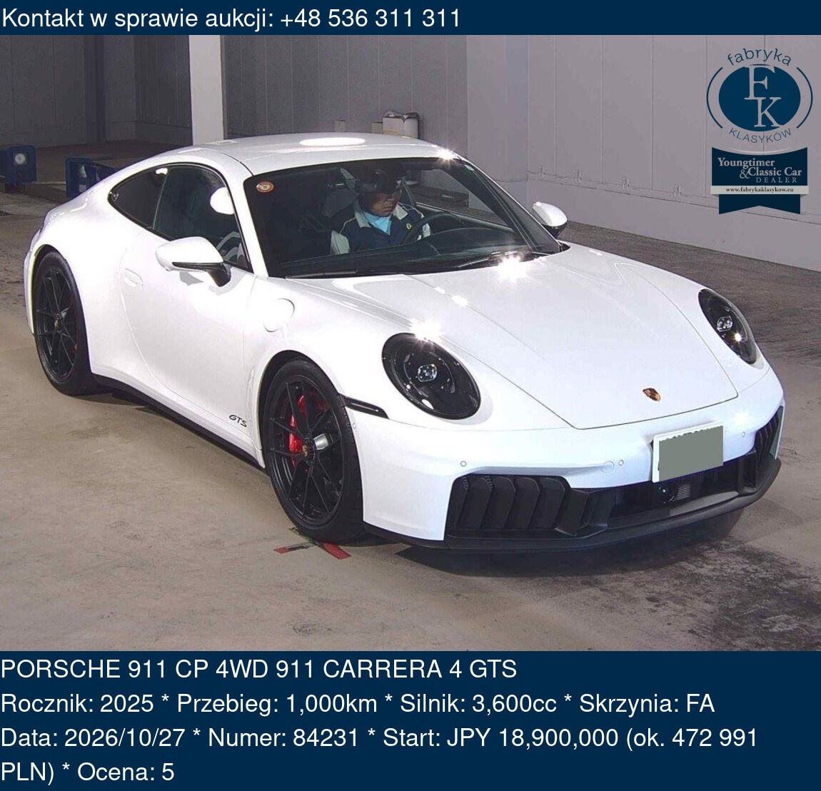 PORSCHE 911 CP 4WD 911 CARRERA 4 GTS 2025 - zdjęcie 2
