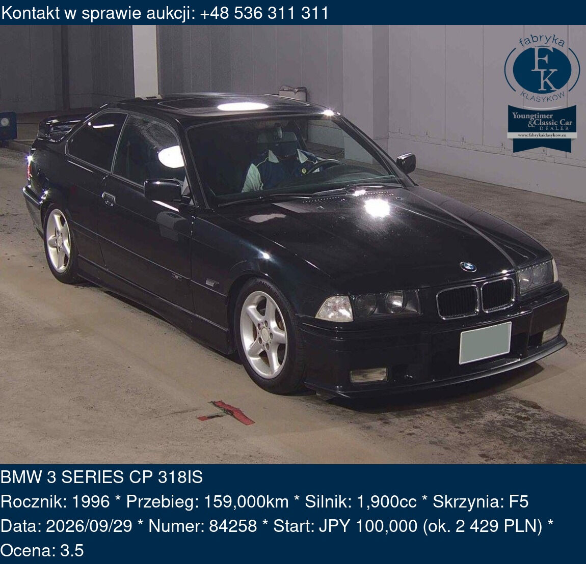 BMW 3 SERIES CP 318IS 1996 - zdjęcie 2