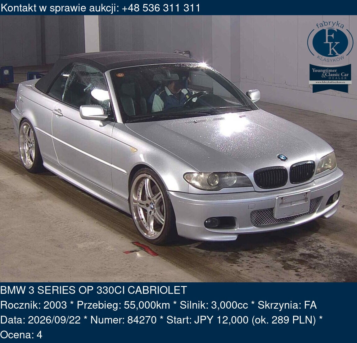 BMW 3 SERIES OP 330CI CABRIOLET 2003 - zdjęcie 2