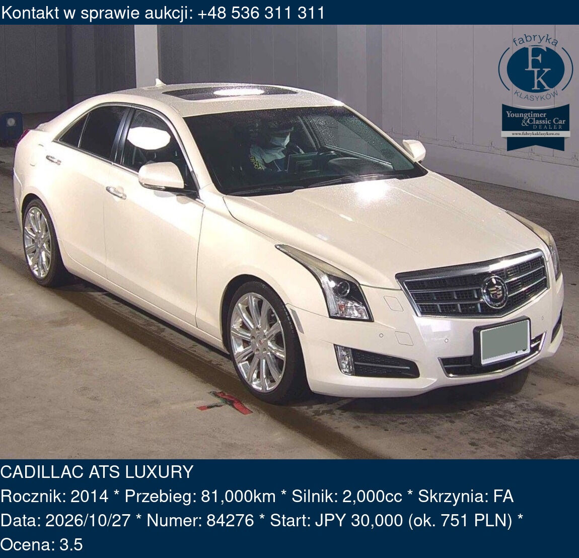 CADILLAC ATS LUXURY 2014 - zdjęcie 2