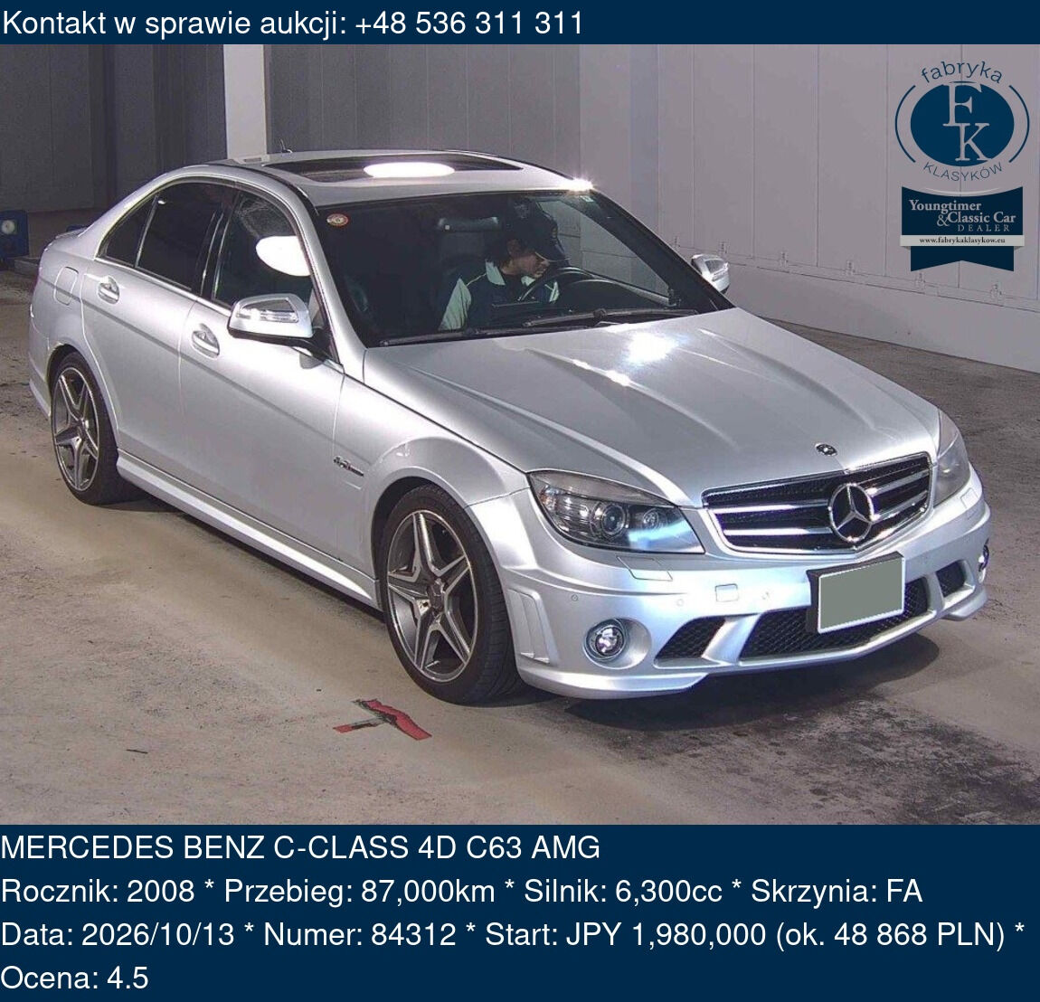 MERCEDES BENZ C-CLASS 4D C63 AMG 2008 - zdjęcie 2