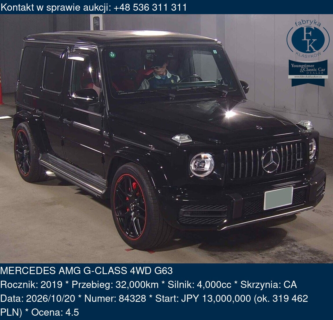 MERCEDES AMG G-CLASS 4WD G63 2019 - zdjęcie 2