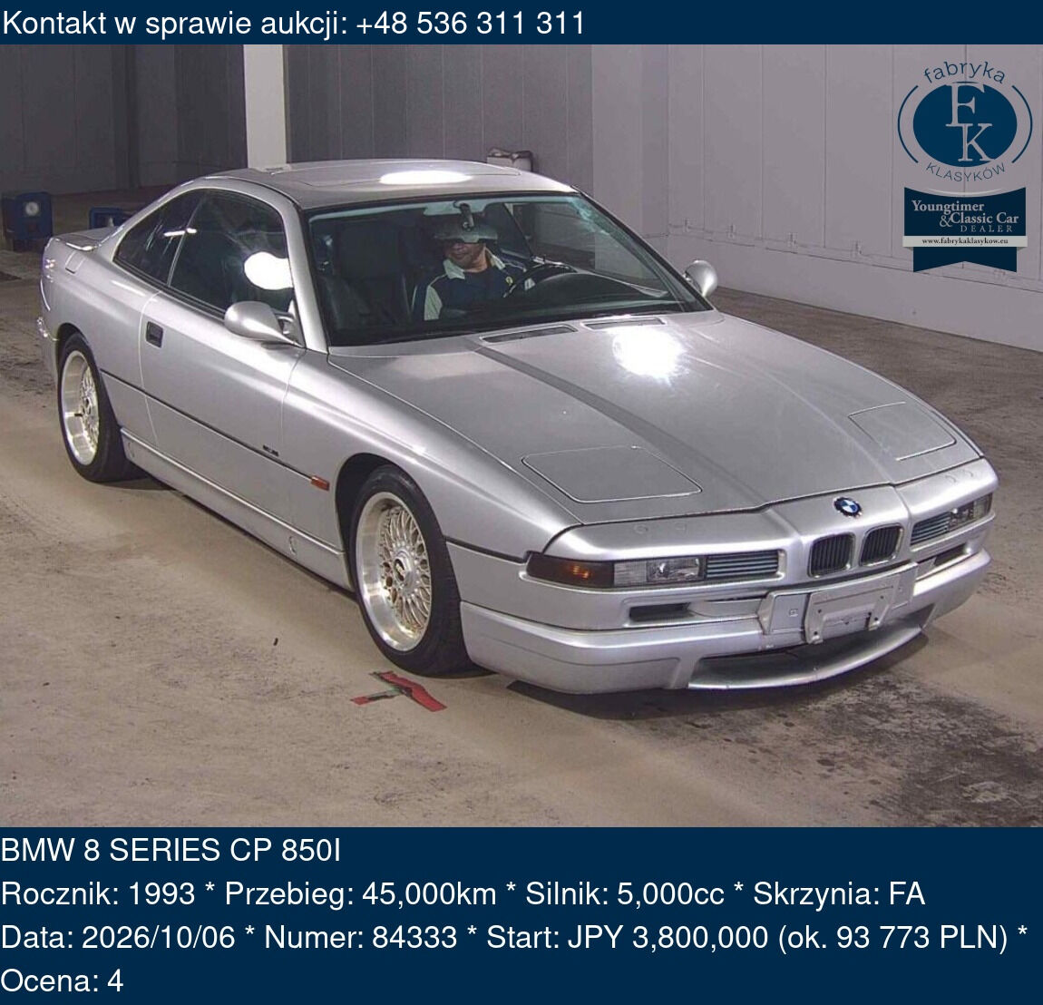 BMW 8 SERIES CP 850I 1993 - zdjęcie 2