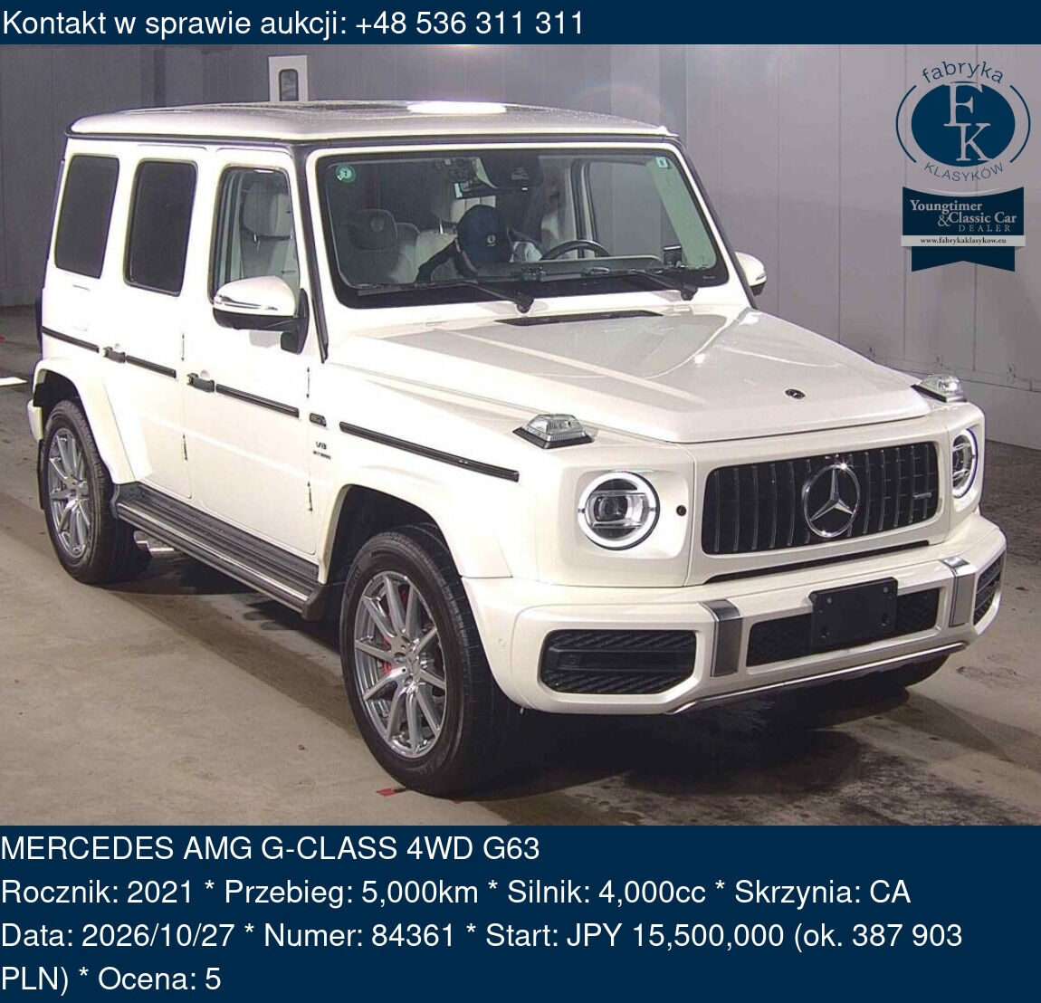MERCEDES AMG G-CLASS 4WD G63 2021 - zdjęcie 2