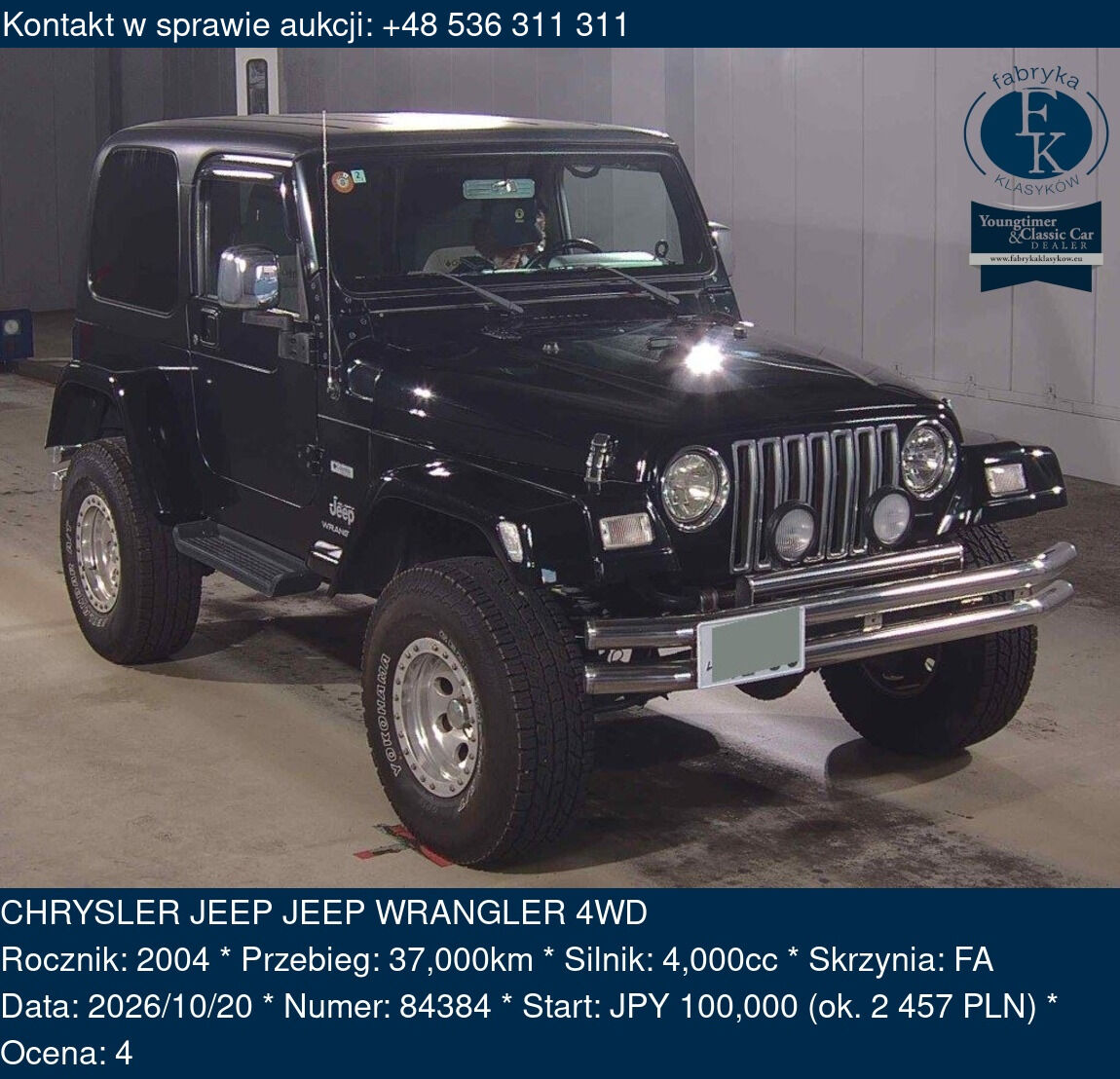 CHRYSLER JEEP JEEP WRANGLER 4WD 2004 - zdjęcie 2