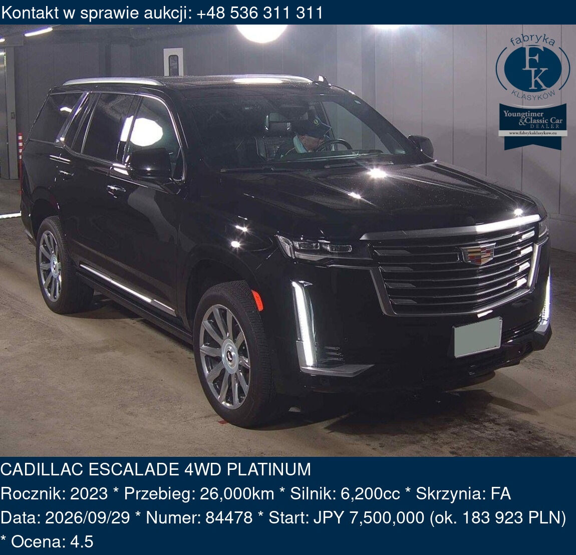 CADILLAC ESCALADE 4WD PLATINUM 2023 - zdjęcie 2