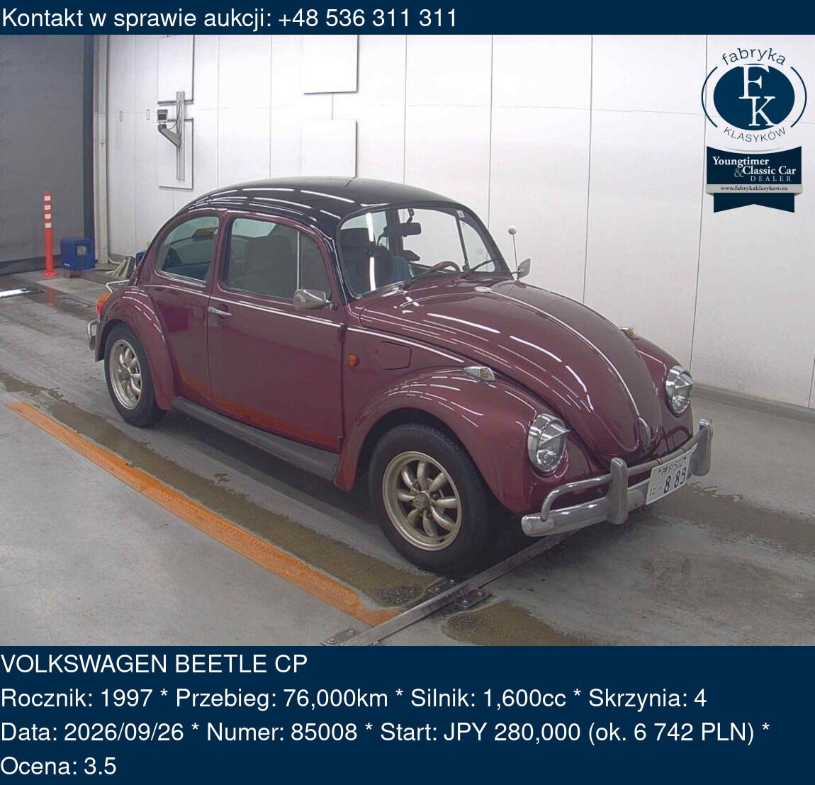 VOLKSWAGEN BEETLE CP 1997 - zdjęcie 2