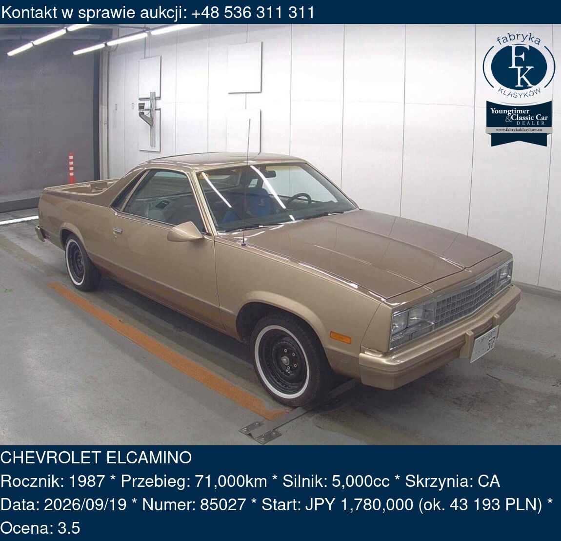 CHEVROLET ELCAMINO 1987 - zdjęcie 2