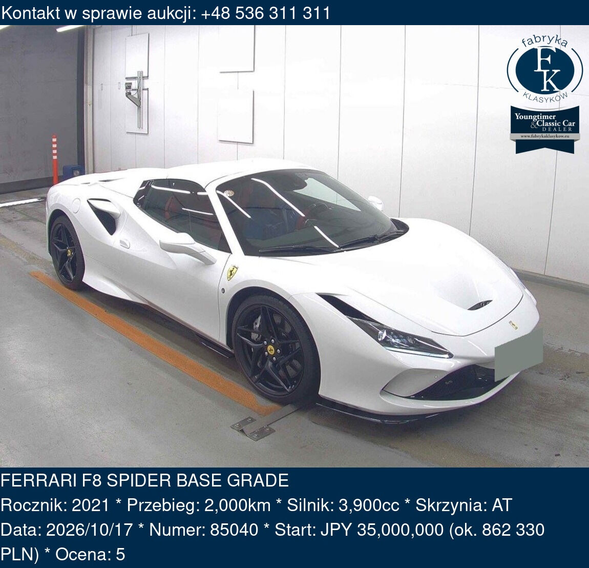 FERRARI F8 SPIDER BASE GRADE 2021 - zdjęcie 2