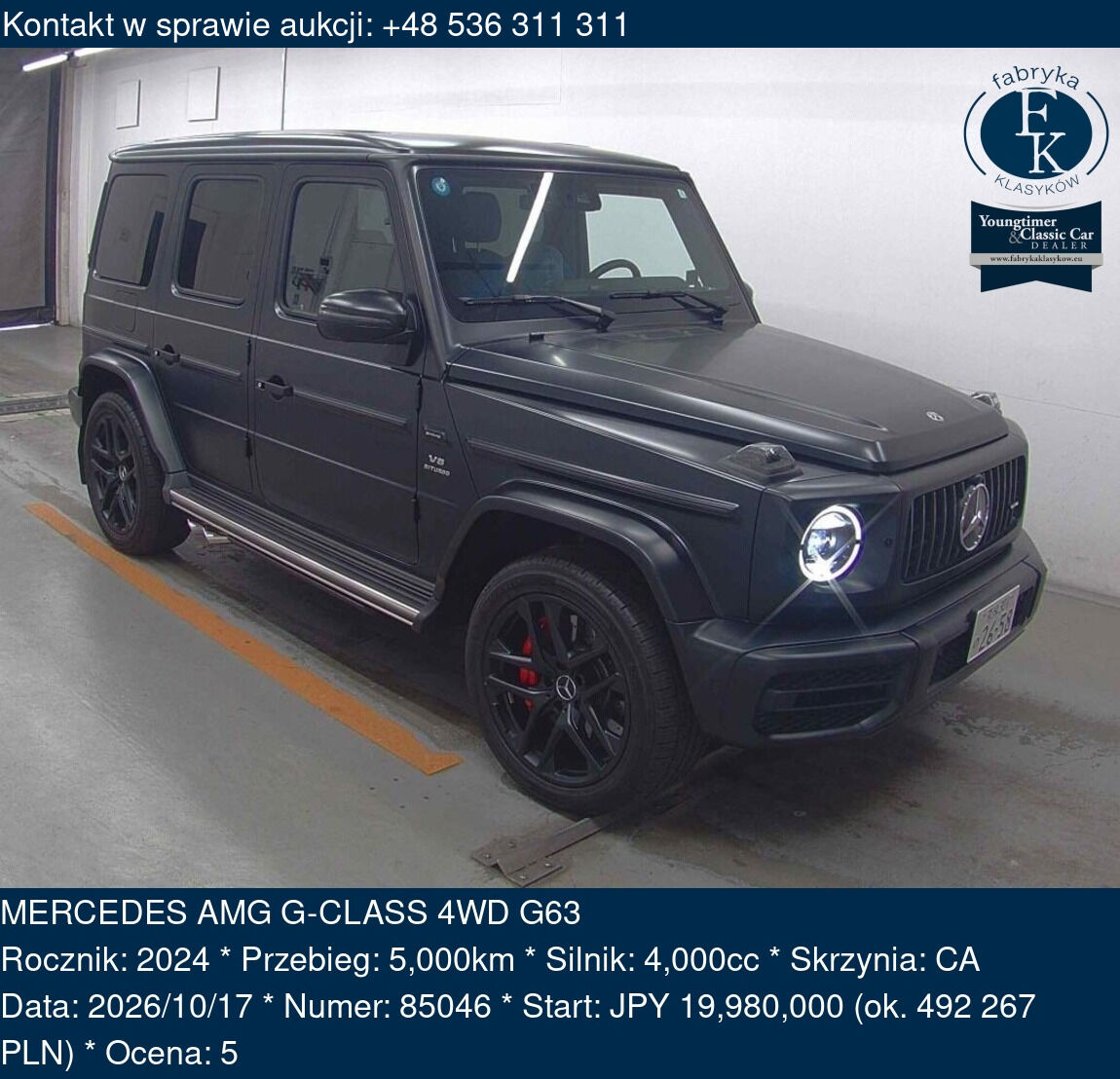 MERCEDES AMG G-CLASS 4WD G63 2024 - zdjęcie 2