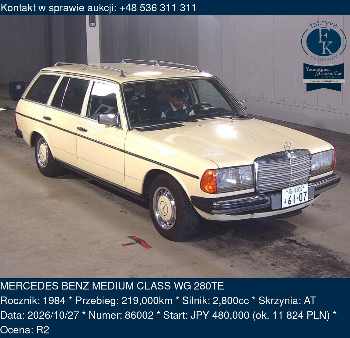 MERCEDES BENZ MEDIUM CLASS WG 280TE 1984 - zdjęcie 2