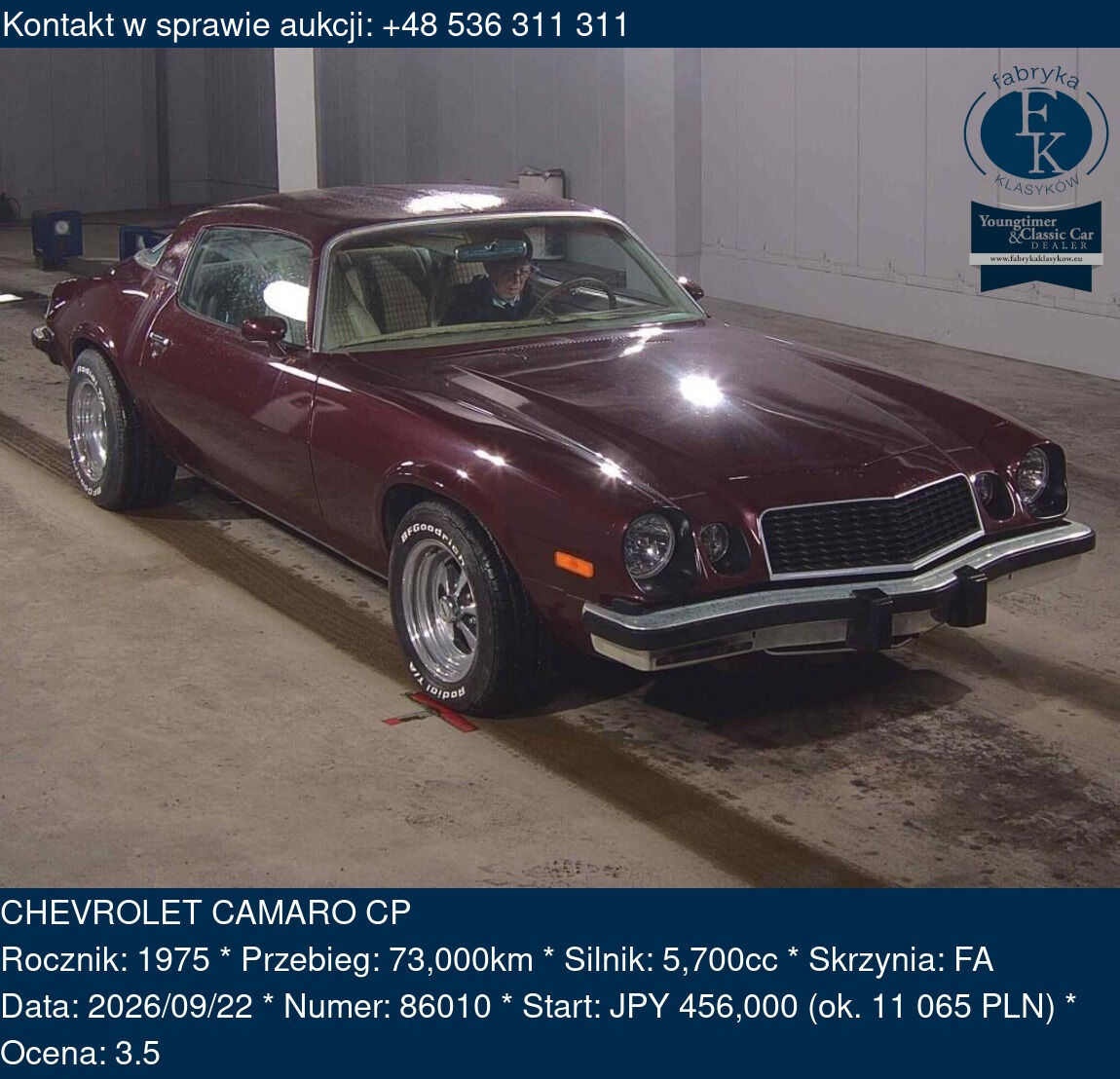 CHEVROLET CAMARO CP 1975 - zdjęcie 2