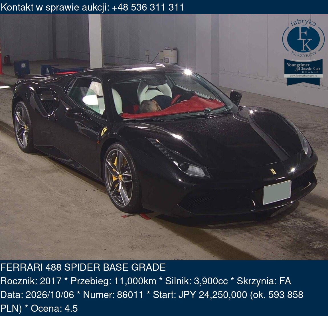 FERRARI 488 SPIDER BASE GRADE 2017 - zdjęcie 2