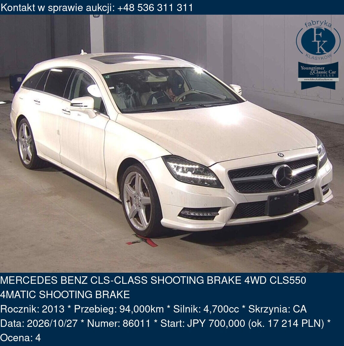 MERCEDES BENZ CLS-CLASS SHOOTING BRAKE 4WD CLS550 4MATIC SHOOTING BRAKE 2013 - zdjęcie 2
