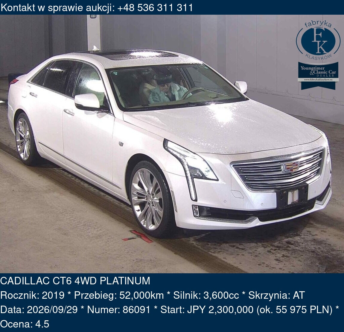 CADILLAC CT6 4WD PLATINUM 2019 - zdjęcie 2