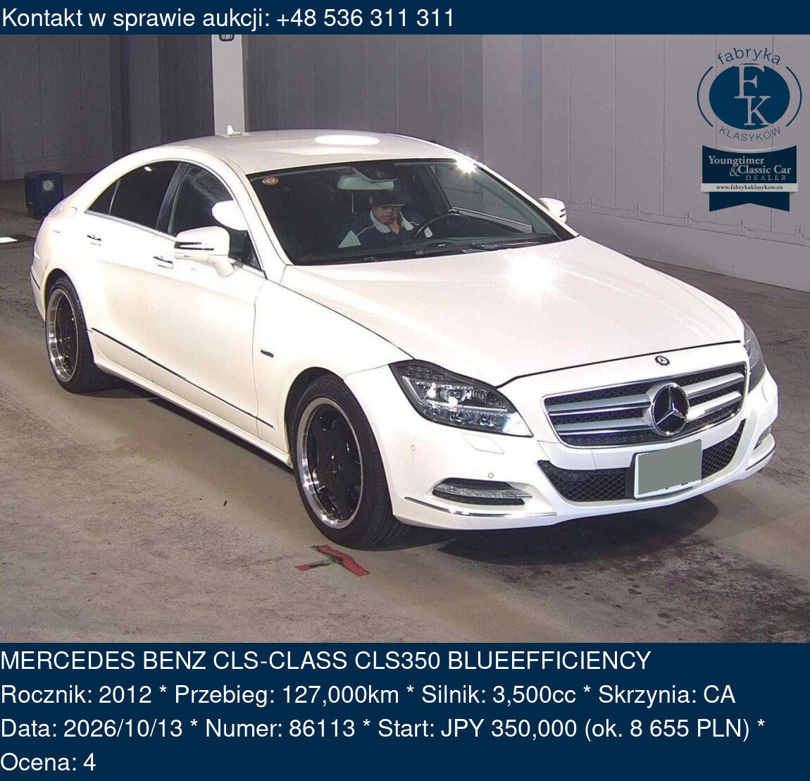 MERCEDES BENZ CLS-CLASS CLS350 BLUEEFFICIENCY 2012 - zdjęcie 2