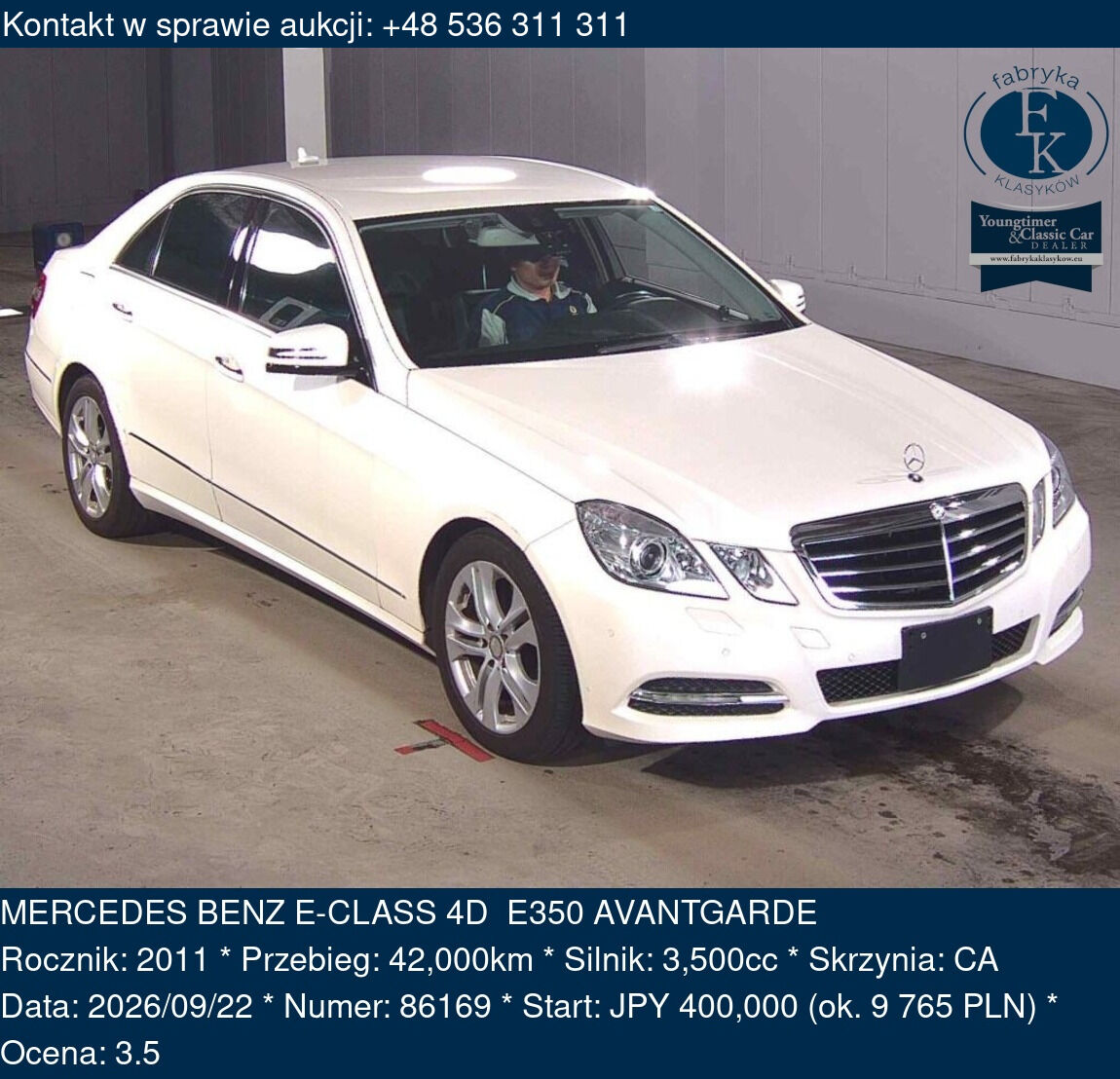 MERCEDES BENZ E-CLASS 4D E350 AVANTGARDE 2011 - zdjęcie 2