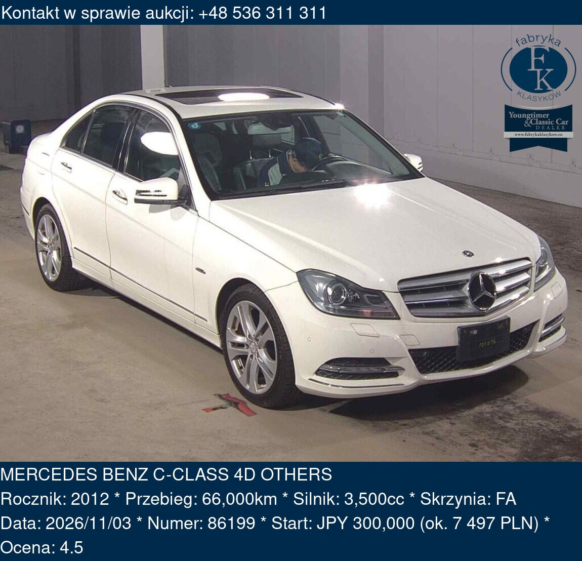 MERCEDES BENZ C-CLASS 4D OTHERS 2012 - zdjęcie 2
