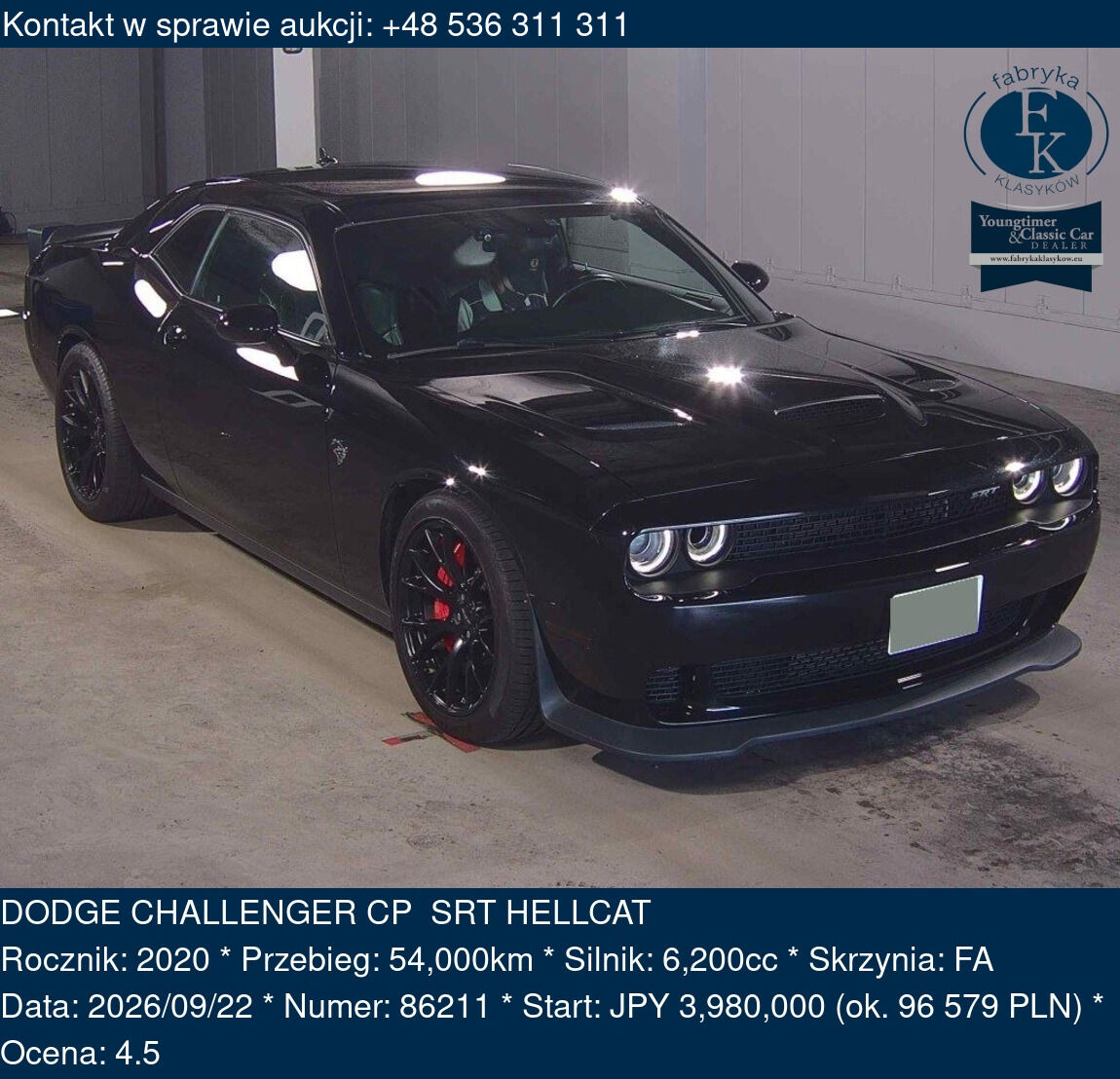 DODGE CHALLENGER CP SRT HELLCAT 2020 - zdjęcie 2