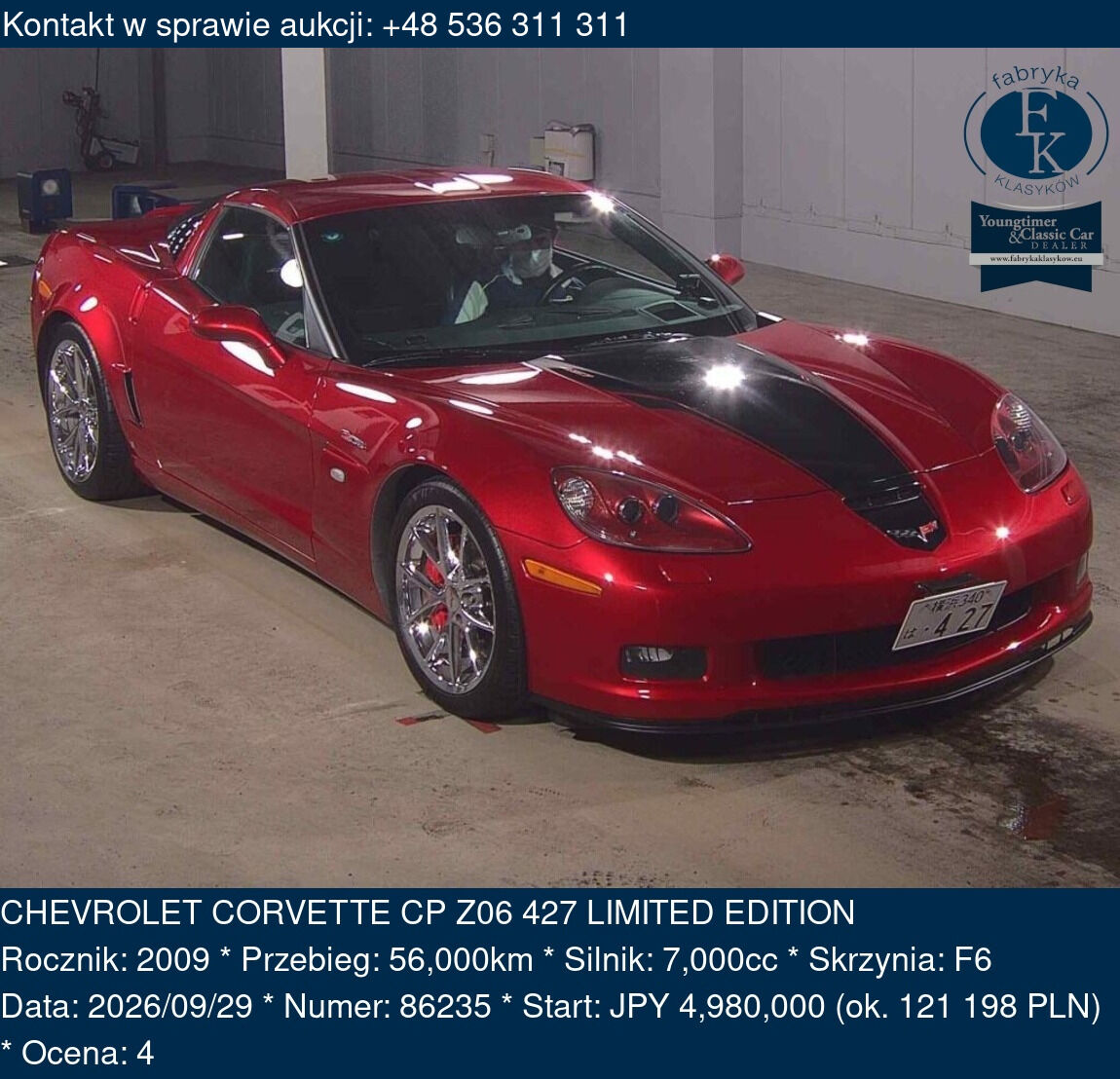 CHEVROLET CORVETTE CP Z06 427 LIMITED EDITION 2009 - zdjęcie 2