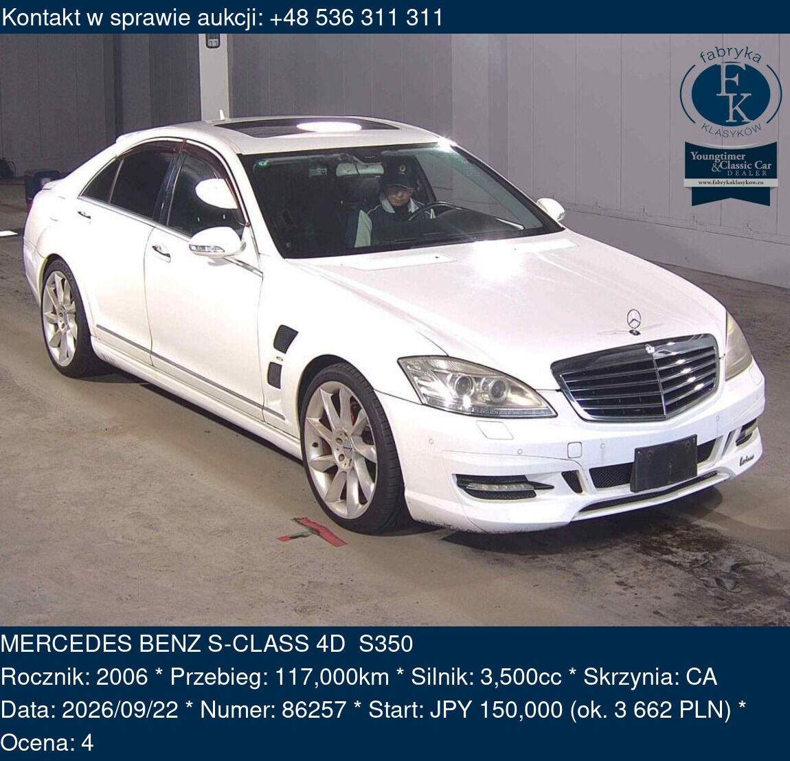 MERCEDES BENZ S-CLASS 4D S350 2006 - zdjęcie 2
