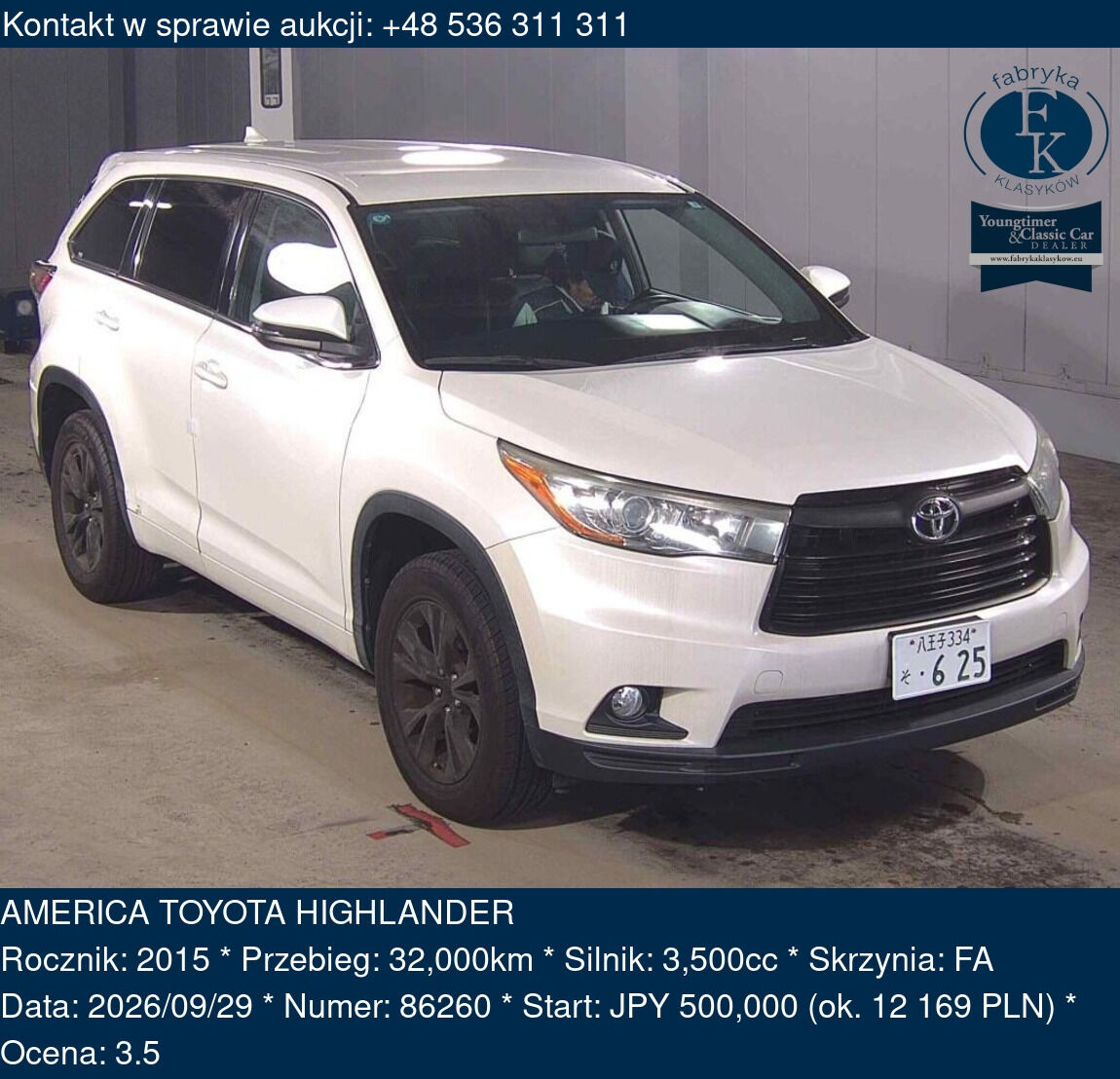 AMERICA TOYOTA HIGHLANDER 2015 - zdjęcie 2