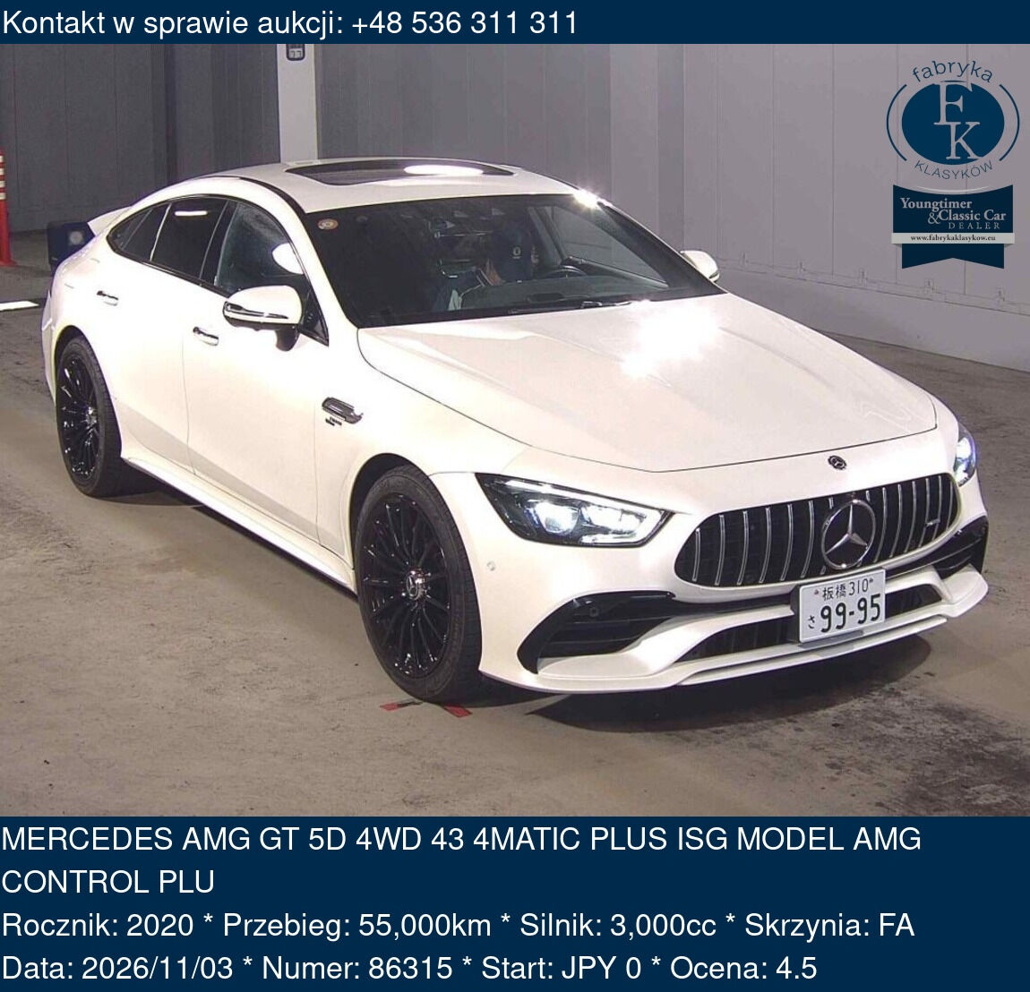 MERCEDES AMG GT 5D 4WD 43 4MATIC PLUS ISG MODEL AMG CONTROL PLU 2020 - zdjęcie 2