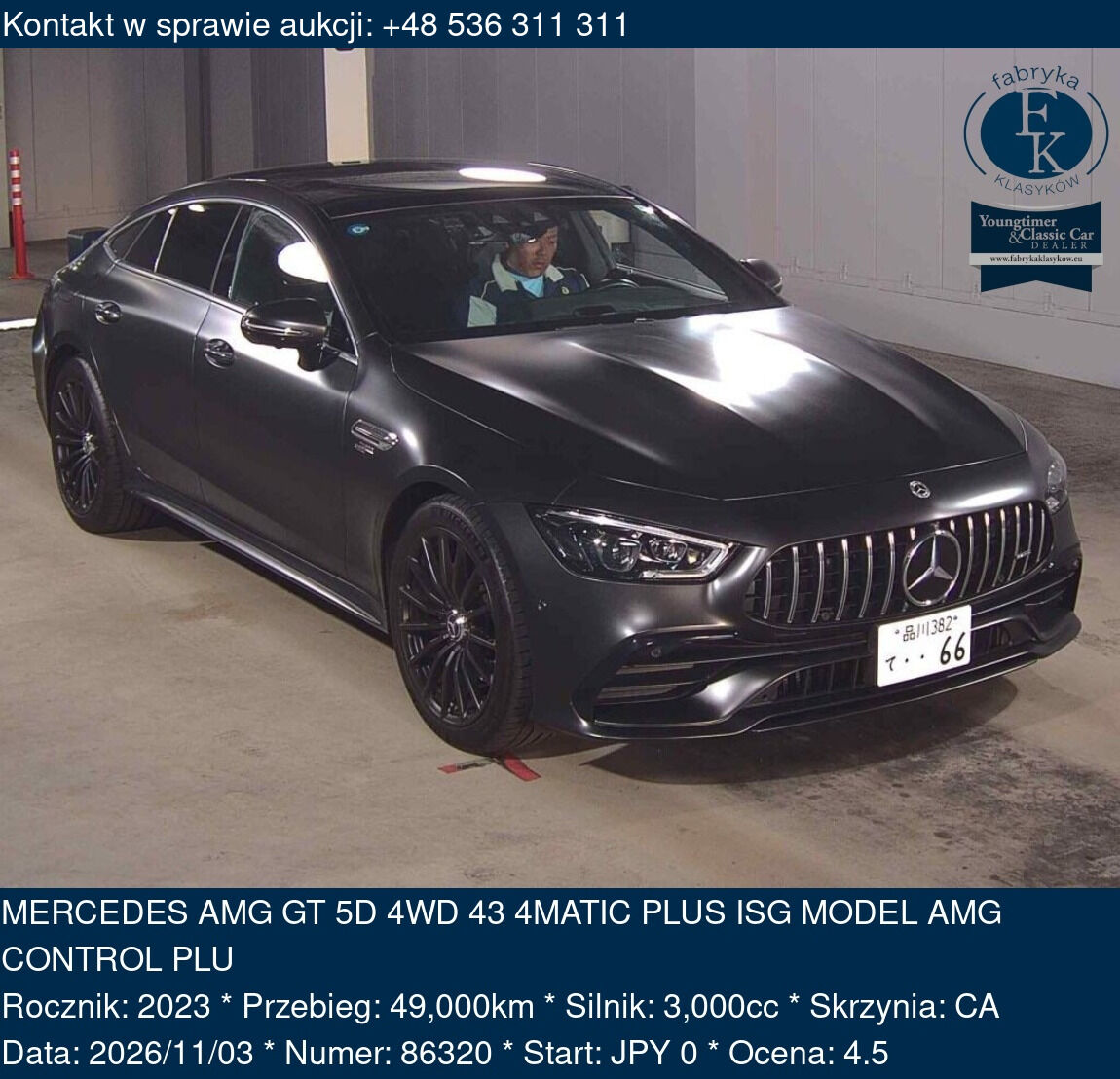 MERCEDES AMG GT 5D 4WD 43 4MATIC PLUS ISG MODEL AMG CONTROL PLU 2023 - zdjęcie 2