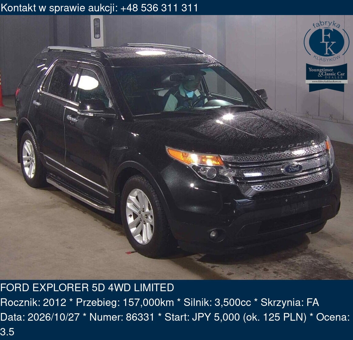 FORD EXPLORER 5D 4WD LIMITED 2012 - zdjęcie 2