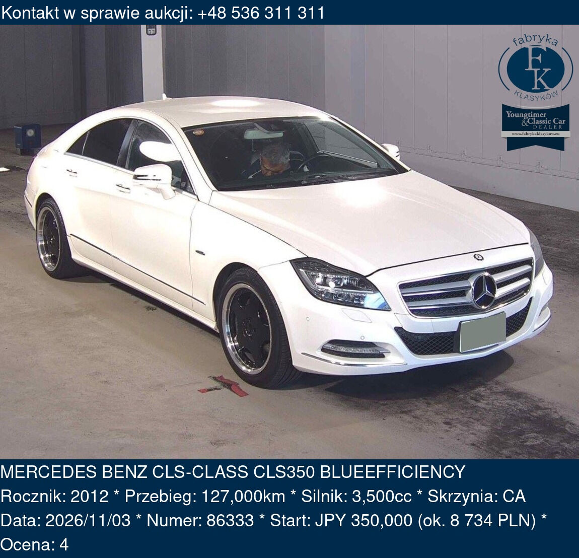 MERCEDES BENZ CLS-CLASS CLS350 BLUEEFFICIENCY 2012 - zdjęcie 2
