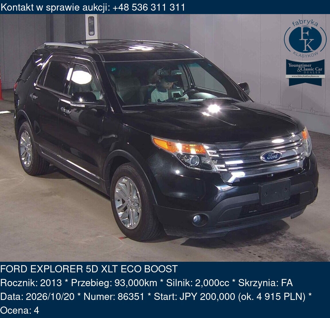FORD EXPLORER 5D XLT ECO BOOST 2013 - zdjęcie 2
