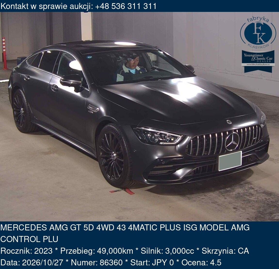 MERCEDES AMG GT 5D 4WD 43 4MATIC PLUS ISG MODEL AMG CONTROL PLU 2023 - zdjęcie 2