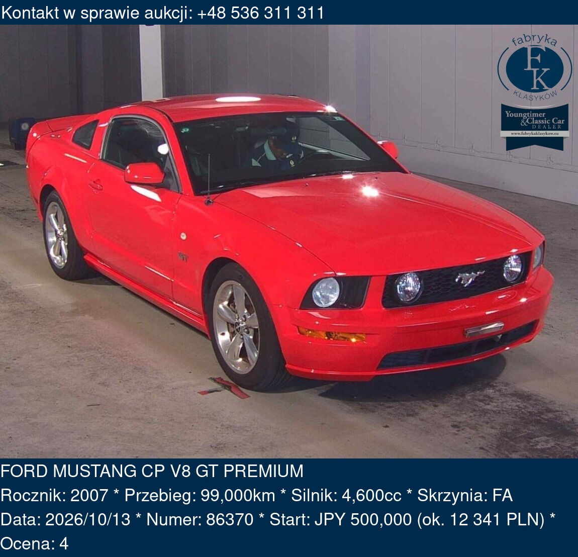 FORD MUSTANG CP V8 GT PREMIUM 2007 - zdjęcie 2