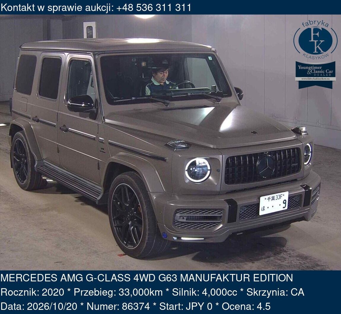 MERCEDES AMG G-CLASS 4WD G63 MANUFAKTUR EDITION 2020 - zdjęcie 2
